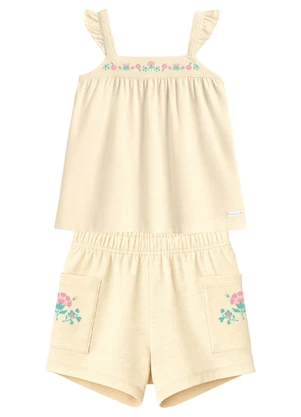 Mundi - Conjunto Infantil Menina em Moletinho Bege - MUNDI