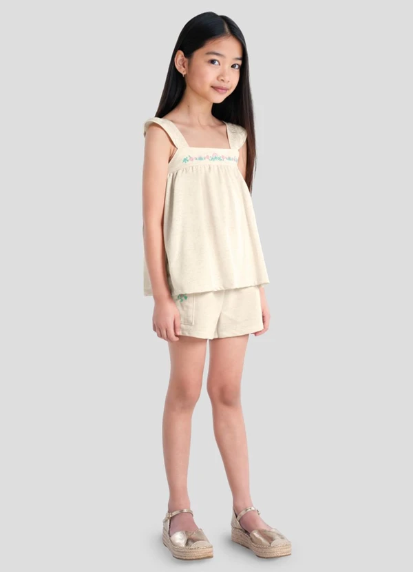 Mundi - Conjunto Infantil Menina em Moletinho Bege