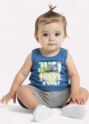 Kyly - Conjunto Infantil Menina em Ribana Azul - KYLY