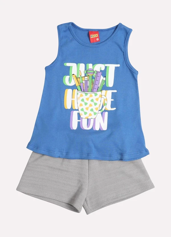 Kyly - Conjunto Infantil Menina em Ribana Azul 1