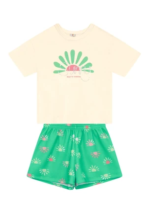 Brandili - Conjunto Infantil Menina em Ribana Bege - BRANDILI