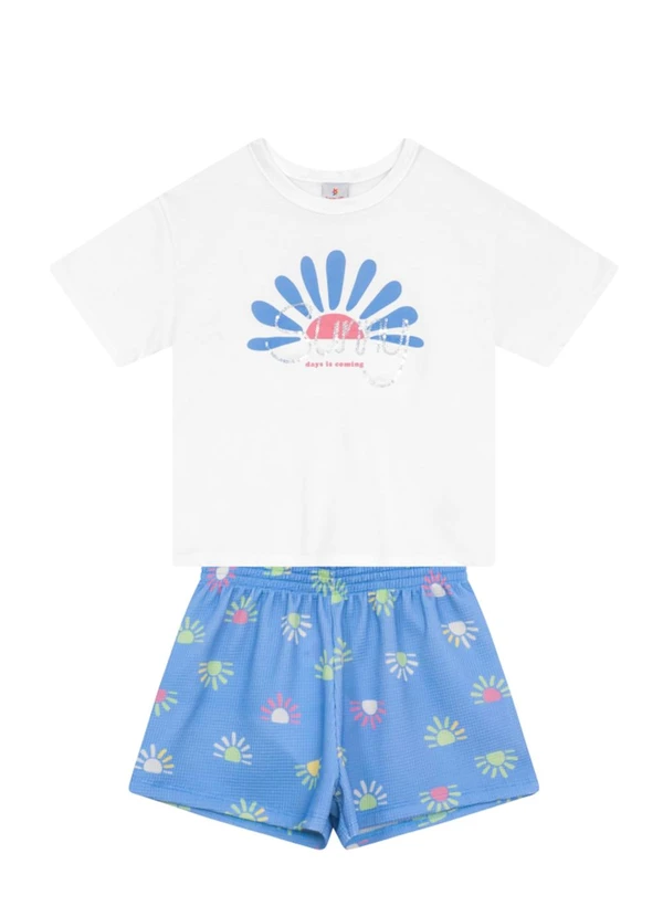 Brandili - Conjunto Infantil Menina em Ribana Branco