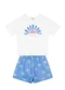 Brandili - Conjunto Infantil Menina em Ribana Rosa - variação: Branco