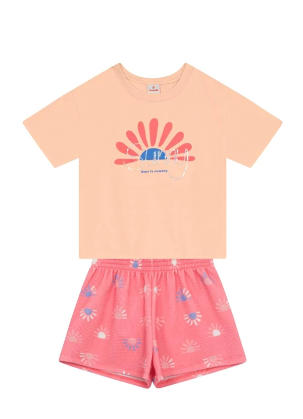 Brandili - Conjunto Infantil Menina em Ribana Rosa