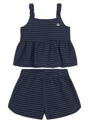 Brandili - Conjunto Infantil Menina em Tecido Especial Azul - BRANDILI