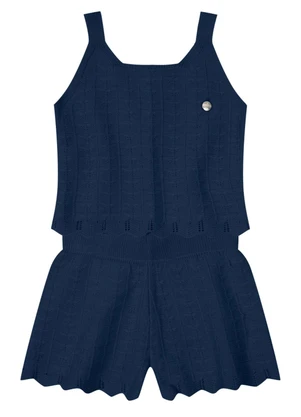 Mundi - Conjunto Infantil Menina em Tricô  Azul - MUNDI