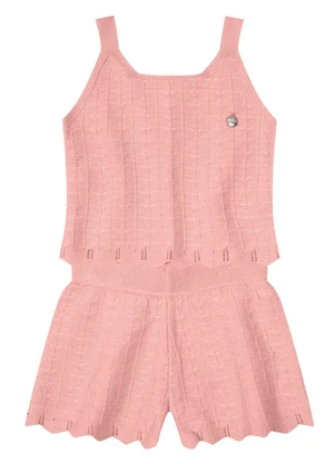 Mundi - Conjunto Infantil Menina em Tricô  Rosa - MUNDI