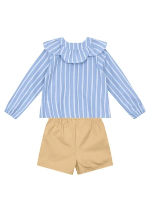 Mundi - Conjunto Infantil Menina em Tricoline Azul - MUNDI