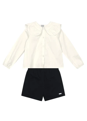 Brandili Mundi - Conjunto Infantil Menina em Tricoline Natural - BRANDILI MUNDI