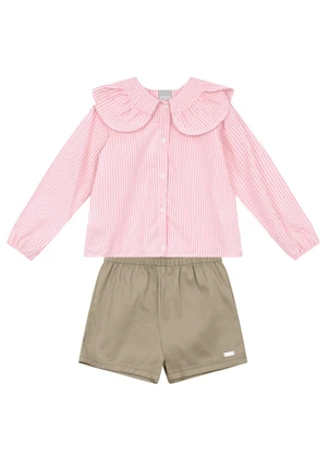 Mundi - Conjunto Infantil Menina em Tricoline Rosa - MUNDI