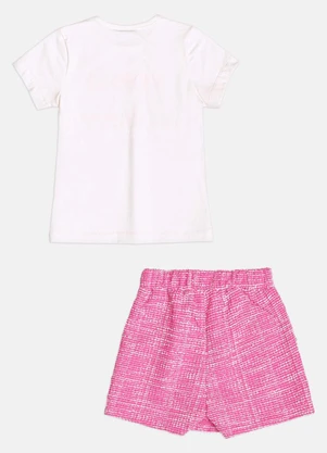 Momi - Conjunto Infantil Menina em Tweed Pink com Bolso - MOMI