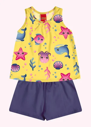 Kyly - Conjunto Infantil Menina Estampa Amarelo - KYLY