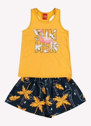 Kyly - Conjunto Infantil Menina Estampa Amarelo - KYLY