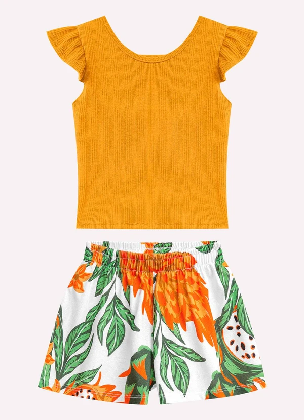 Nanai - Conjunto Infantil Menina Estampa Amarelo