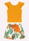 Nanai - Conjunto Infantil Menina Estampa Rosa - variação: Amarelo