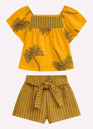 Nanai - Conjunto Infantil Menina Estampa Amarelo - NANAI