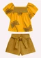 Nanai - Conjunto Infantil Menina Estampa Branco - variação: Amarelo