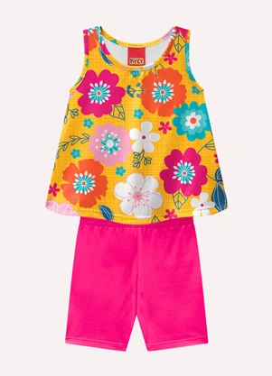 Kyly - Conjunto Infantil Menina Estampa Amarelo - KYLY