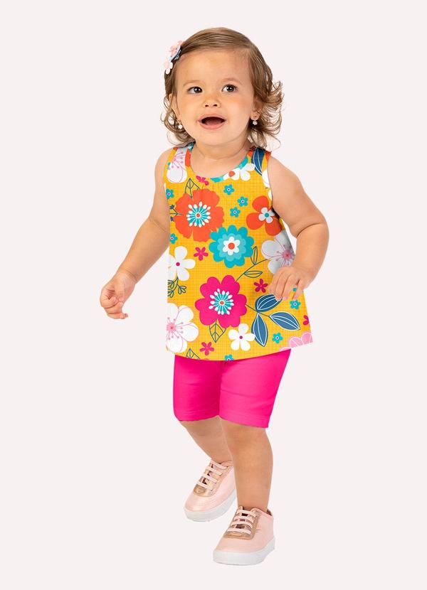 Kyly - Conjunto Infantil Menina Estampa Amarelo
