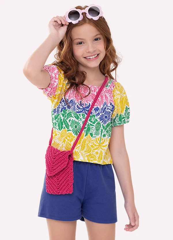Nanai - Conjunto Infantil Menina Estampa Amarelo