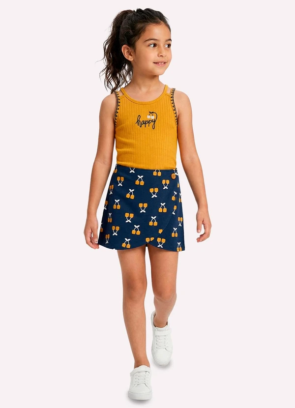 Kyly - Conjunto Infantil Menina Estampa Amarelo