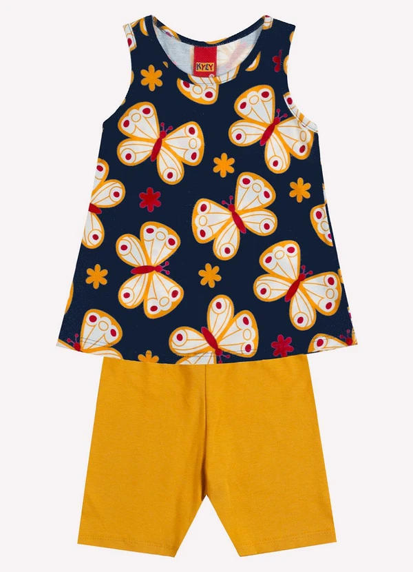 Kyly - Conjunto Infantil Menina Estampa Azul Marinho