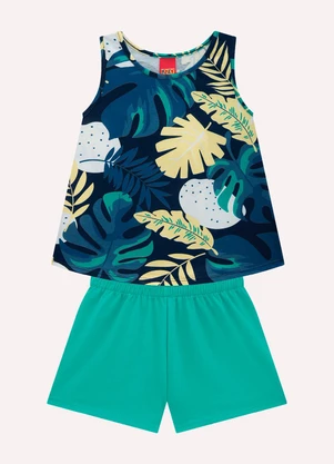 Kyly - Conjunto Infantil Menina Estampa Azul Marinho - KYLY