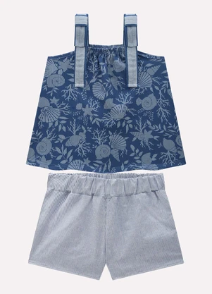 Milon - Conjunto Infantil Menina Estampa Azul - MILON