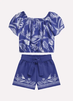 Nanai - Conjunto Infantil Menina Estampa Azul - NANAI