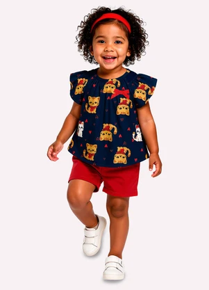 Kyly - Conjunto Infantil Menina Estampa Azul - KYLY