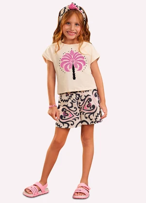 Nanai - Conjunto Infantil Menina Estampa Bege - NANAI