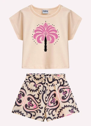 Nanai - Conjunto Infantil Menina Estampa Bege - NANAI