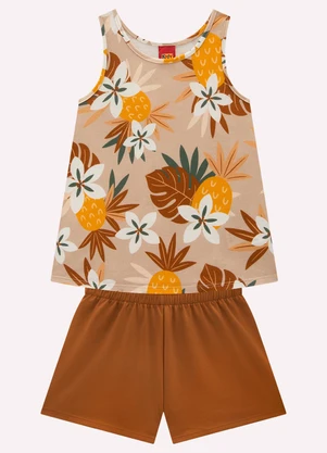 Kyly - Conjunto Infantil Menina Estampa Bege - KYLY