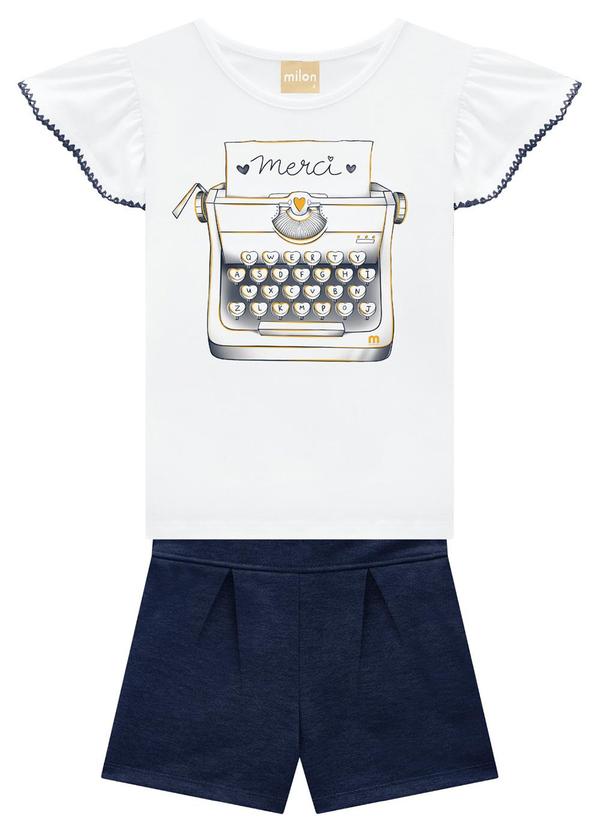 Milon - Conjunto Infantil Menina Estampa  Branco