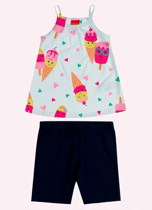 Kyly - Conjunto Infantil Menina Estampa Branco - KYLY