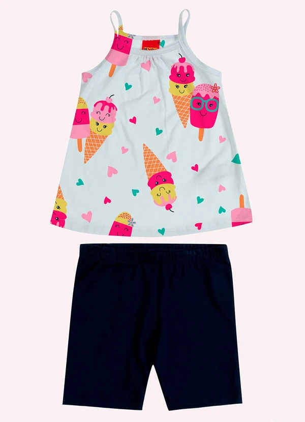 Kyly - Conjunto Infantil Menina Estampa Branco