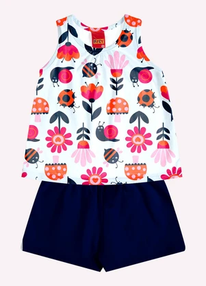 Kyly - Conjunto Infantil Menina Estampa Branco - KYLY