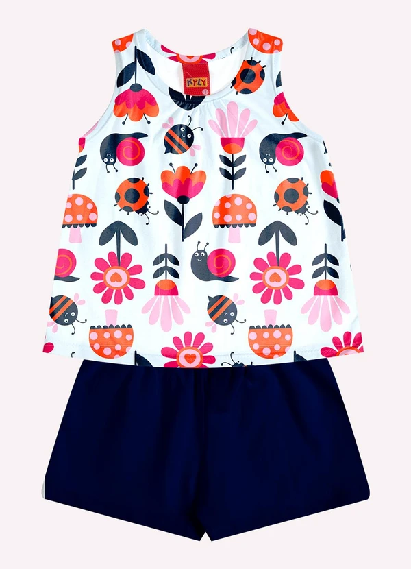 Kyly - Conjunto Infantil Menina Estampa Branco