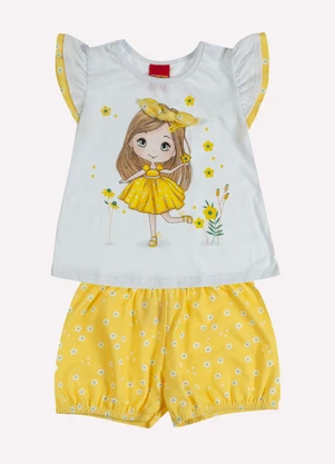 Kyly - Conjunto Infantil Menina Estampa Branco - KYLY