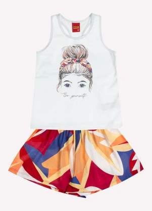 Kyly - Conjunto Infantil Menina Estampa Branco - KYLY