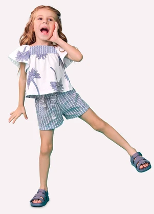 Nanai - Conjunto Infantil Menina Estampa Branco - NANAI