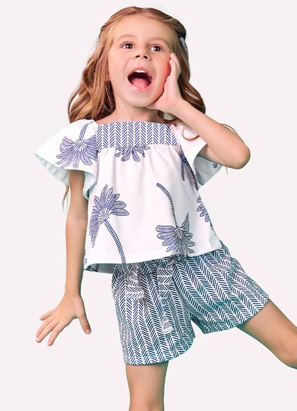 Nanai - Conjunto Infantil Menina Estampa Branco