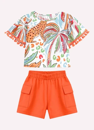 Nanai - Conjunto Infantil Menina Estampa Branco - NANAI