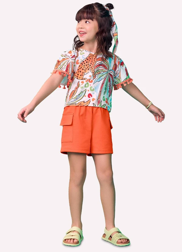 Nanai - Conjunto Infantil Menina Estampa Branco 1