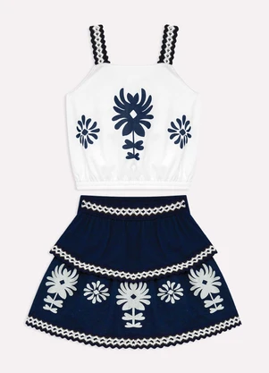 Nanai - Conjunto Infantil Menina Estampa Branco - NANAI