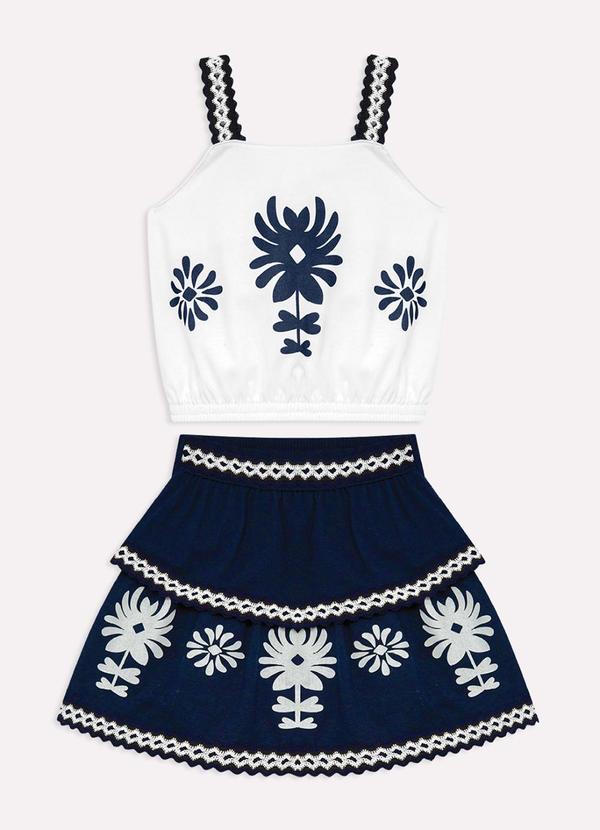Nanai - Conjunto Infantil Menina Estampa Branco