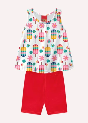 Kyly - Conjunto Infantil Menina Estampa Branco - KYLY