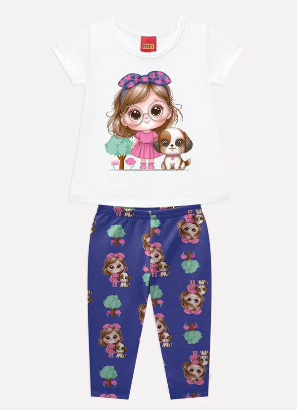 Kyly - Conjunto Infantil Menina Estampa Branco
