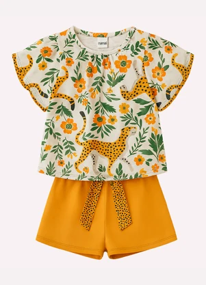 Nanai - Conjunto Infantil Menina Estampa Branco - NANAI