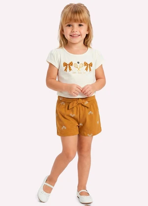 Milon - Conjunto Infantil Menina Estampa Branco - MILON